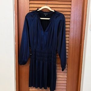 Gorgeous iridescent blue-black shirt waist mini dress